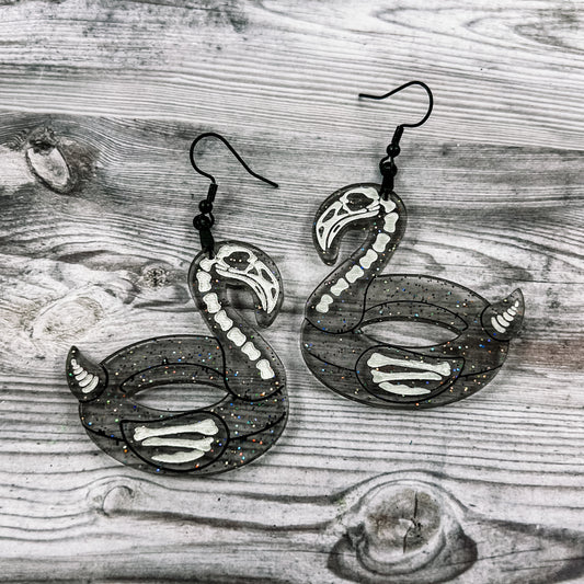 SEP CLEARANCE Flamingo Skeleton Floatie Dangles
