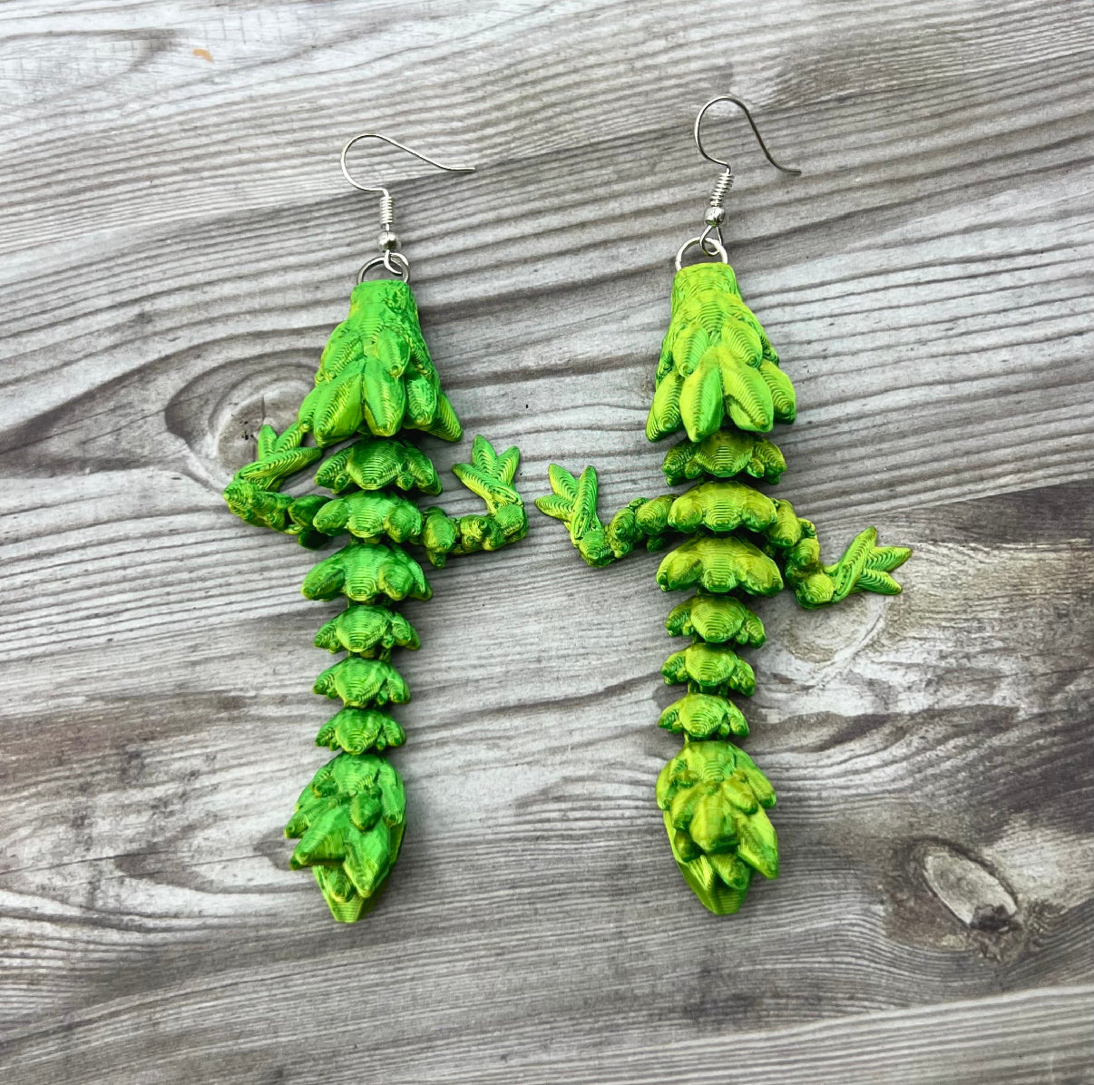 NOV CLEARANCE 3D Printed Dragon Earrings (Green)