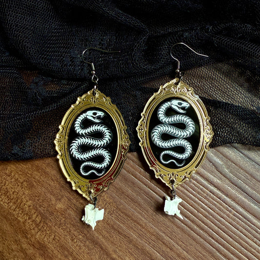 Framed Snake Skeleton Dangles