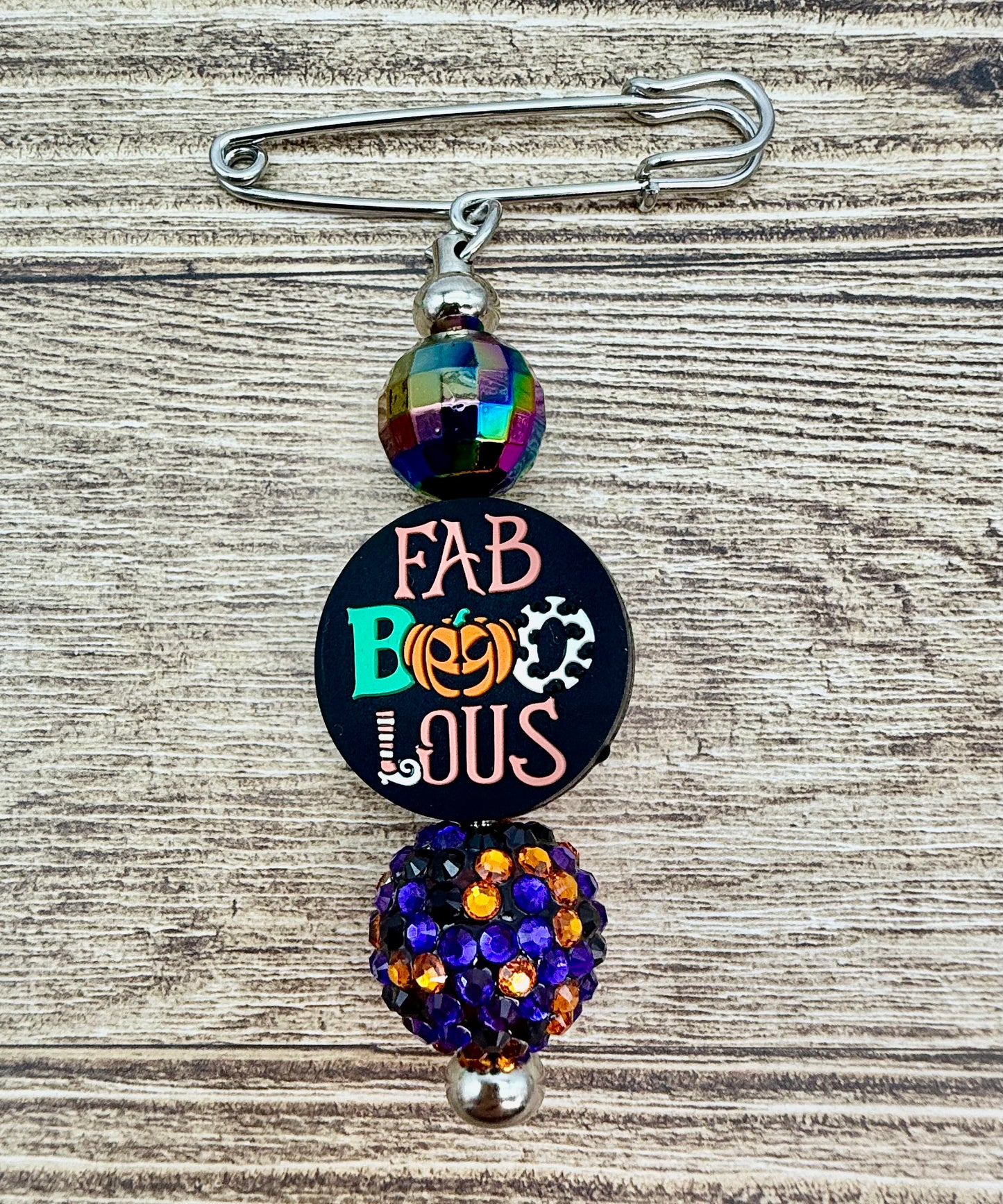 Fall / Halloween Beaded Safety Pin Brooches
