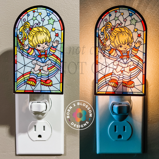 NOV CLEARANCE 80s Cartoon Stained Glass Nightlight - Rainbow Brite