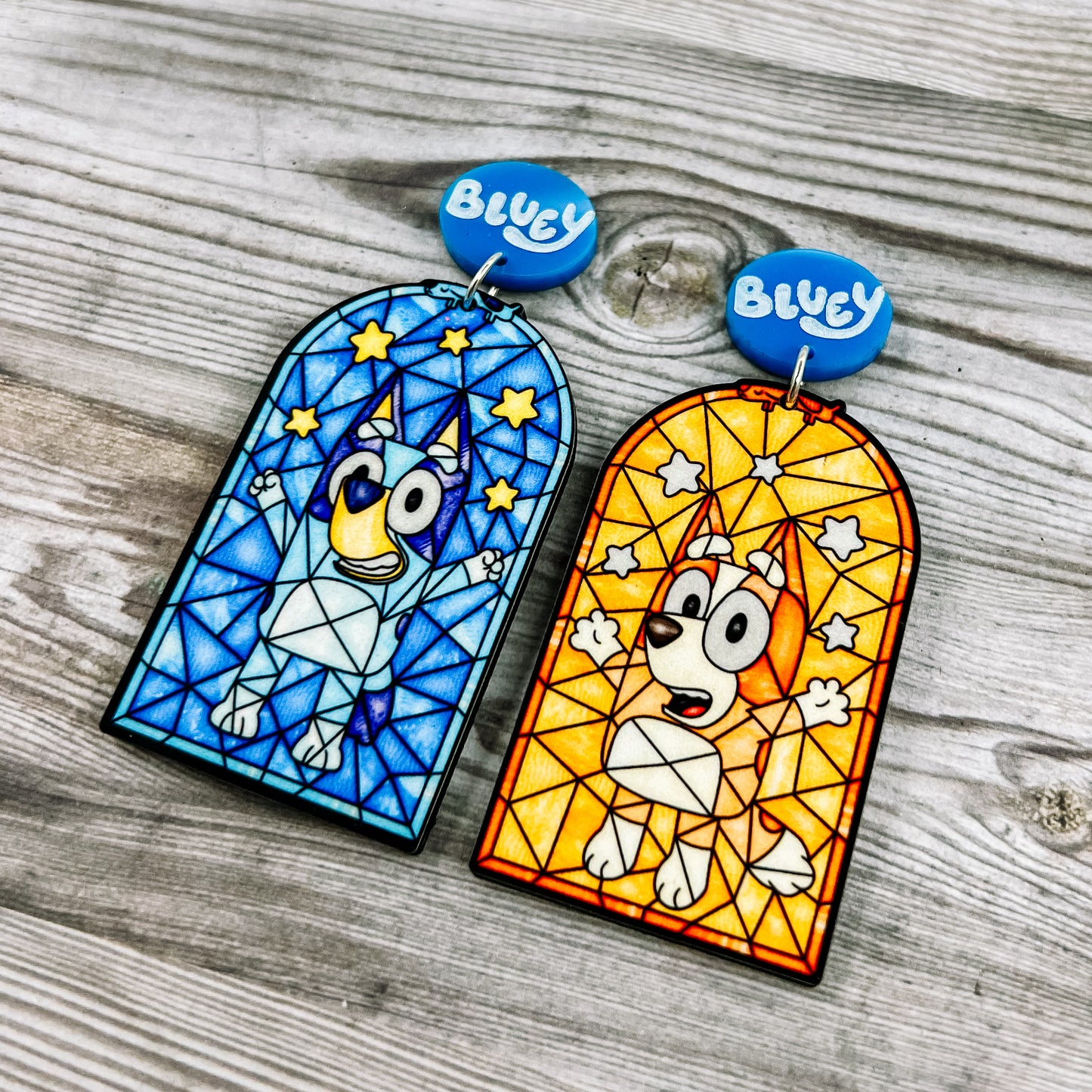 Blue Heeler Stained Glass Dangles