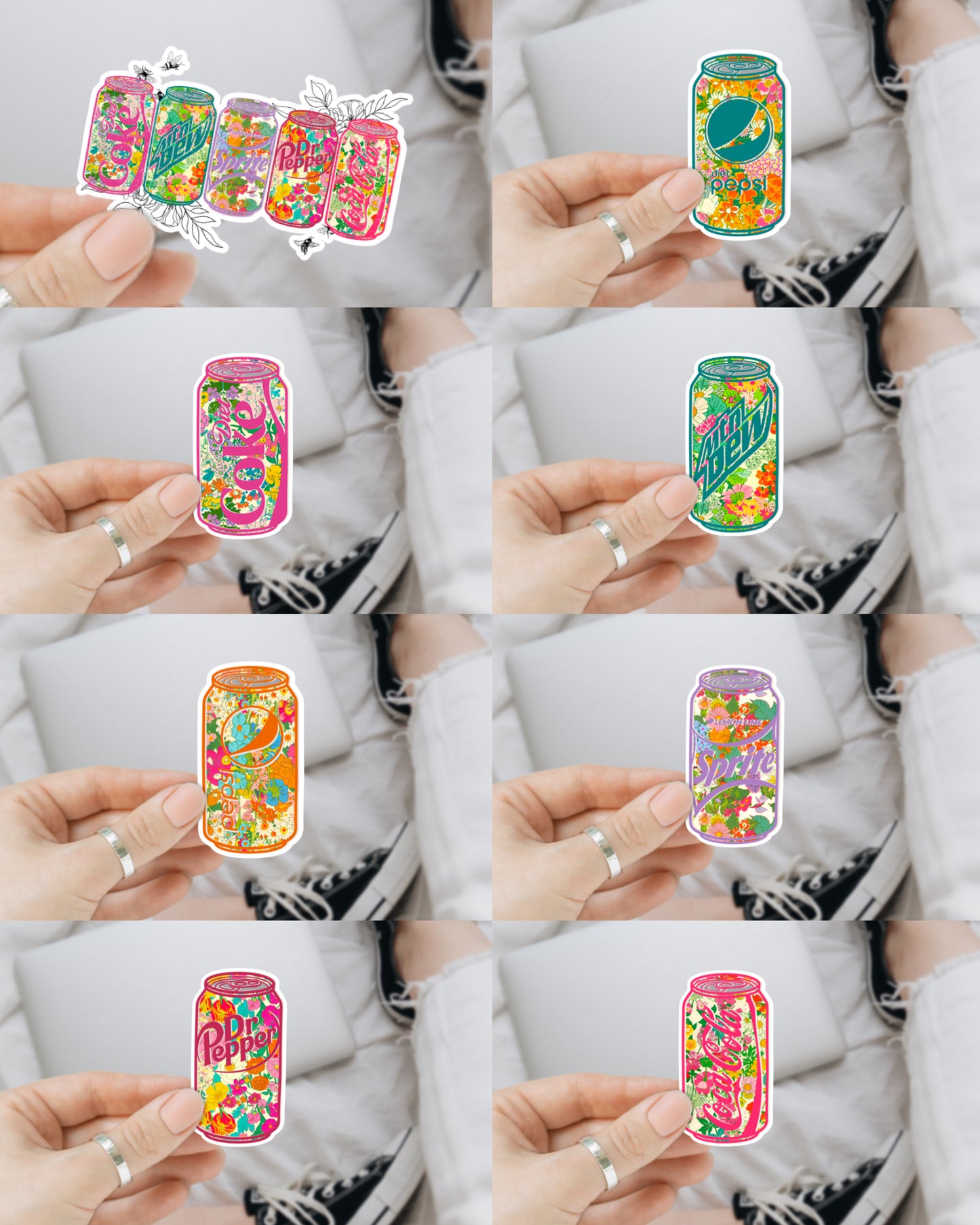 Floral Soda Vinyl Decals (8 Designs Available)