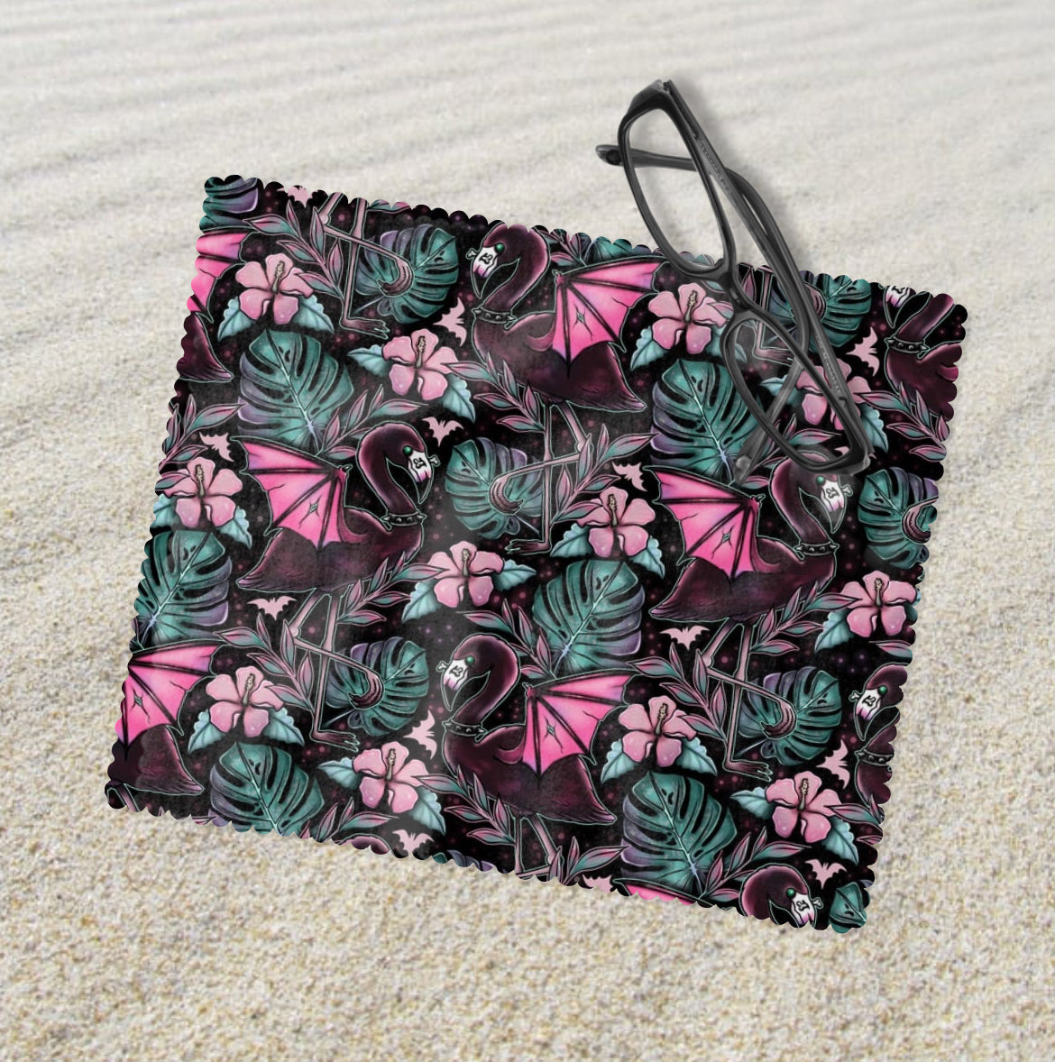 Goth Flamingo Eyeglass Cleaning Cloth