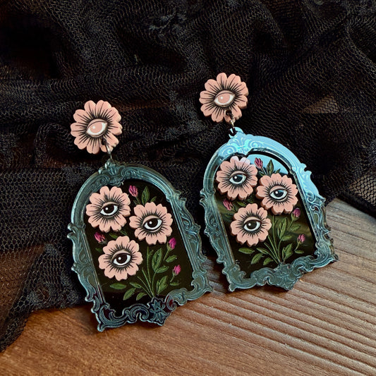 Framed Eye Flower Dangles