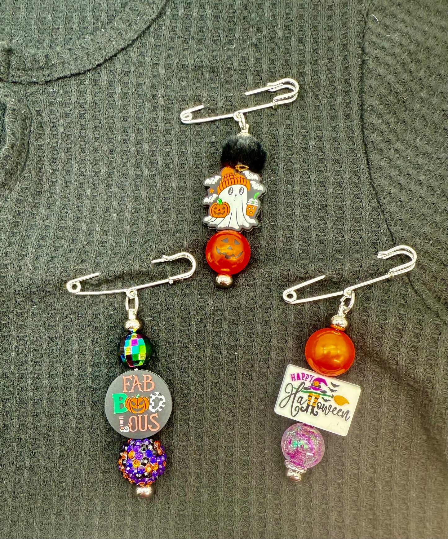 HORROR CHARACTERS Beaded Safety Pin Brooch