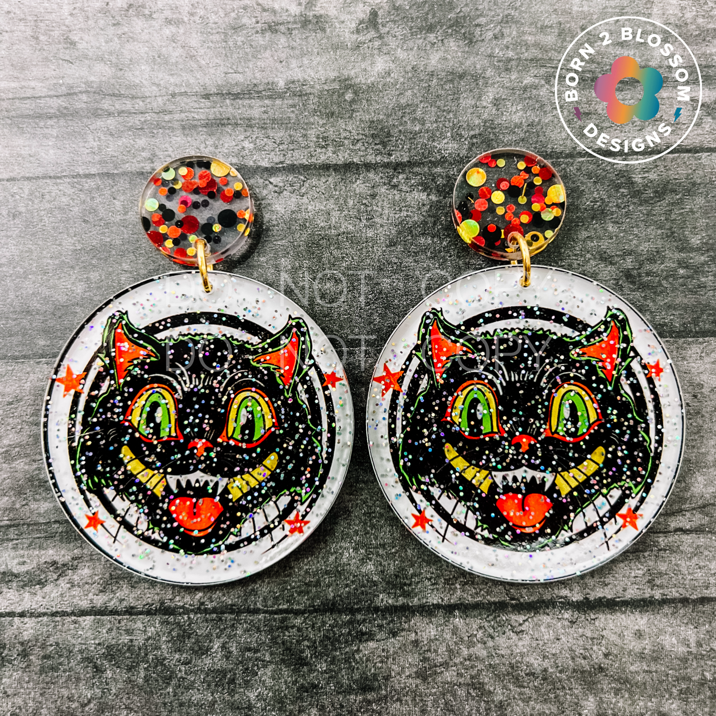 Vintage Halloween Cat Dangles