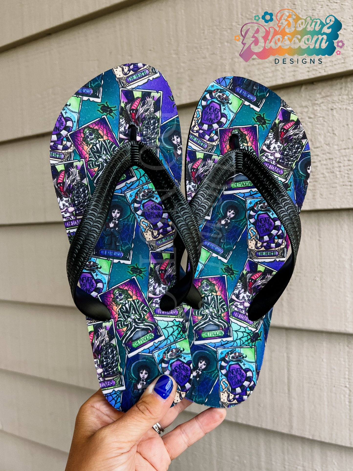 AUG CLEARANCE Beetlejuice Tarot Card Flip Flops SMALL