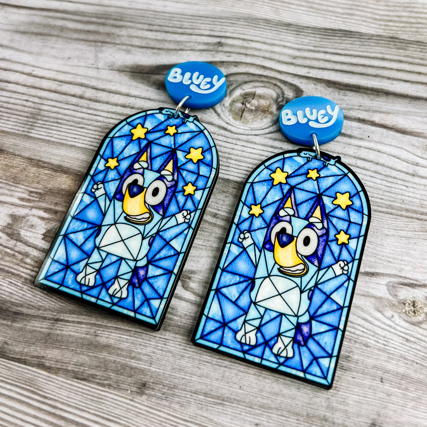 Blue Heeler Stained Glass Dangles