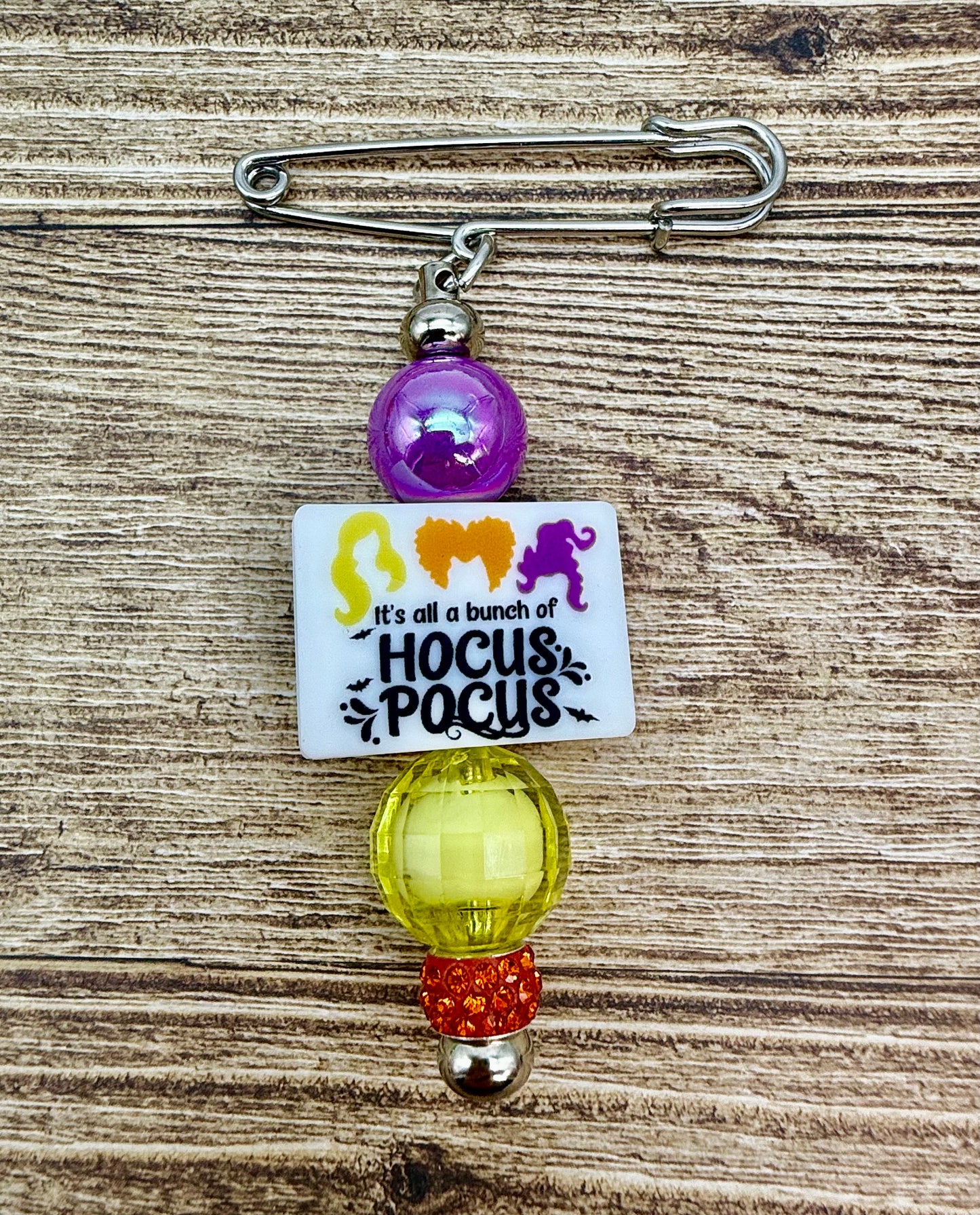 Fall / Halloween Beaded Safety Pin Brooches