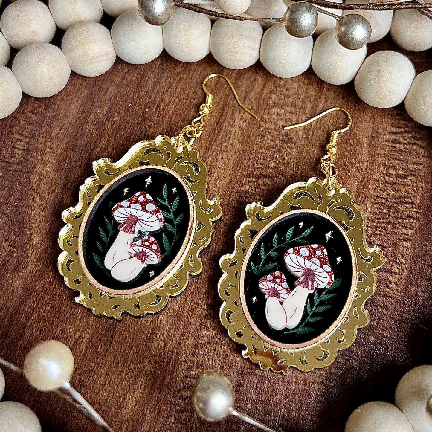 Framed Mushroom Dangles