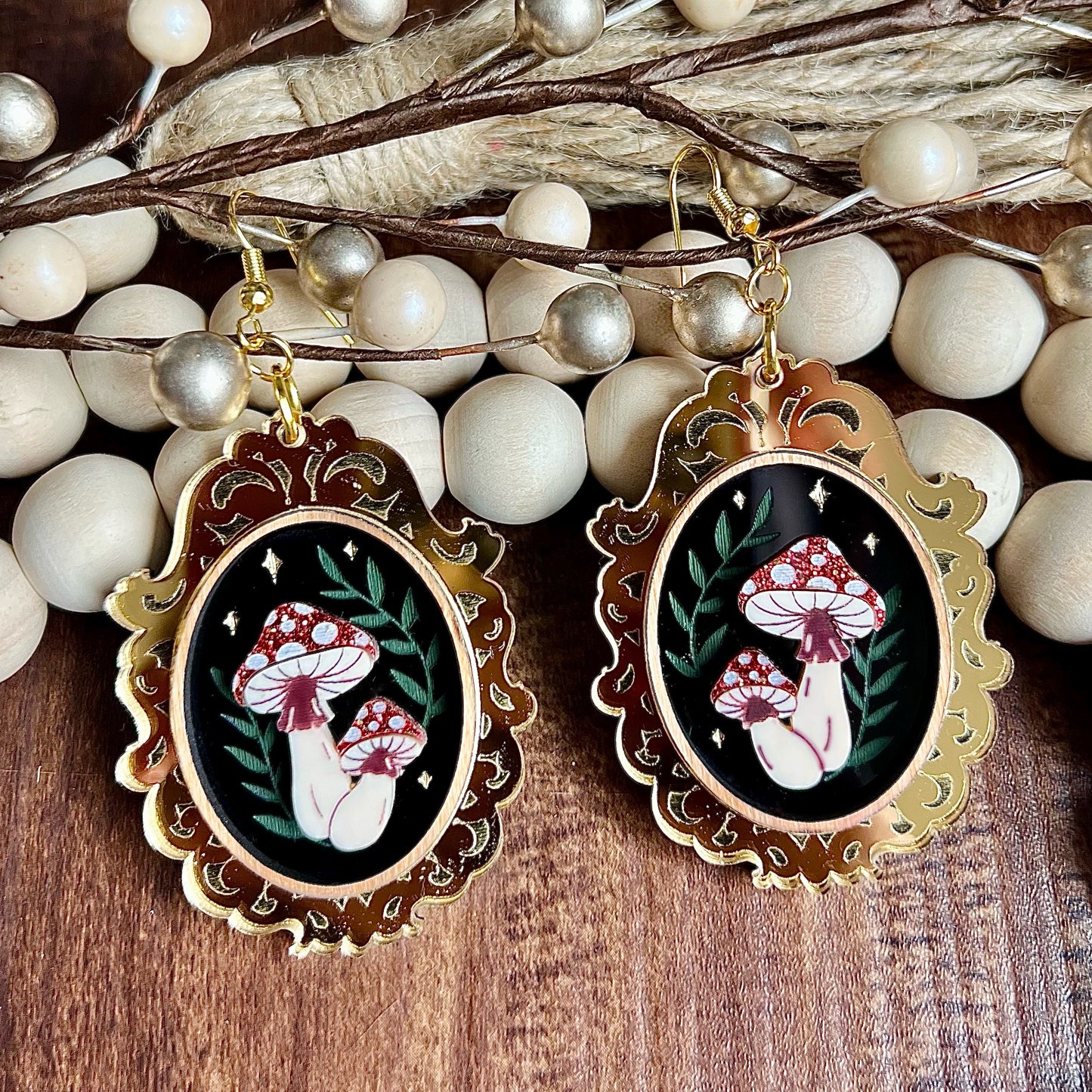 Framed Mushroom Dangles