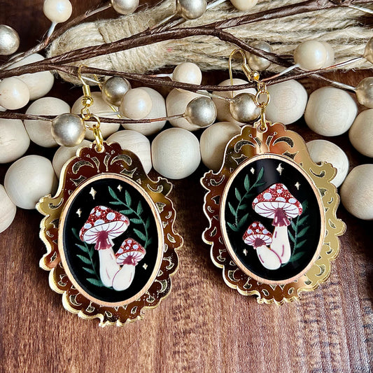 Framed Mushroom Dangles