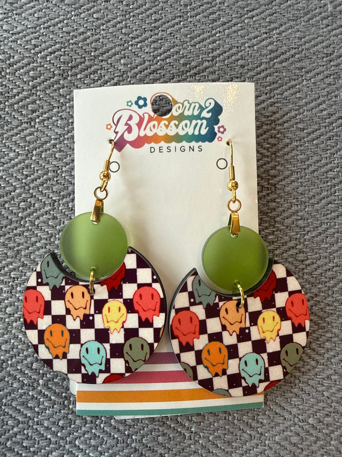 Ok CLEARANCE Colorful Smiley Circle Dangles