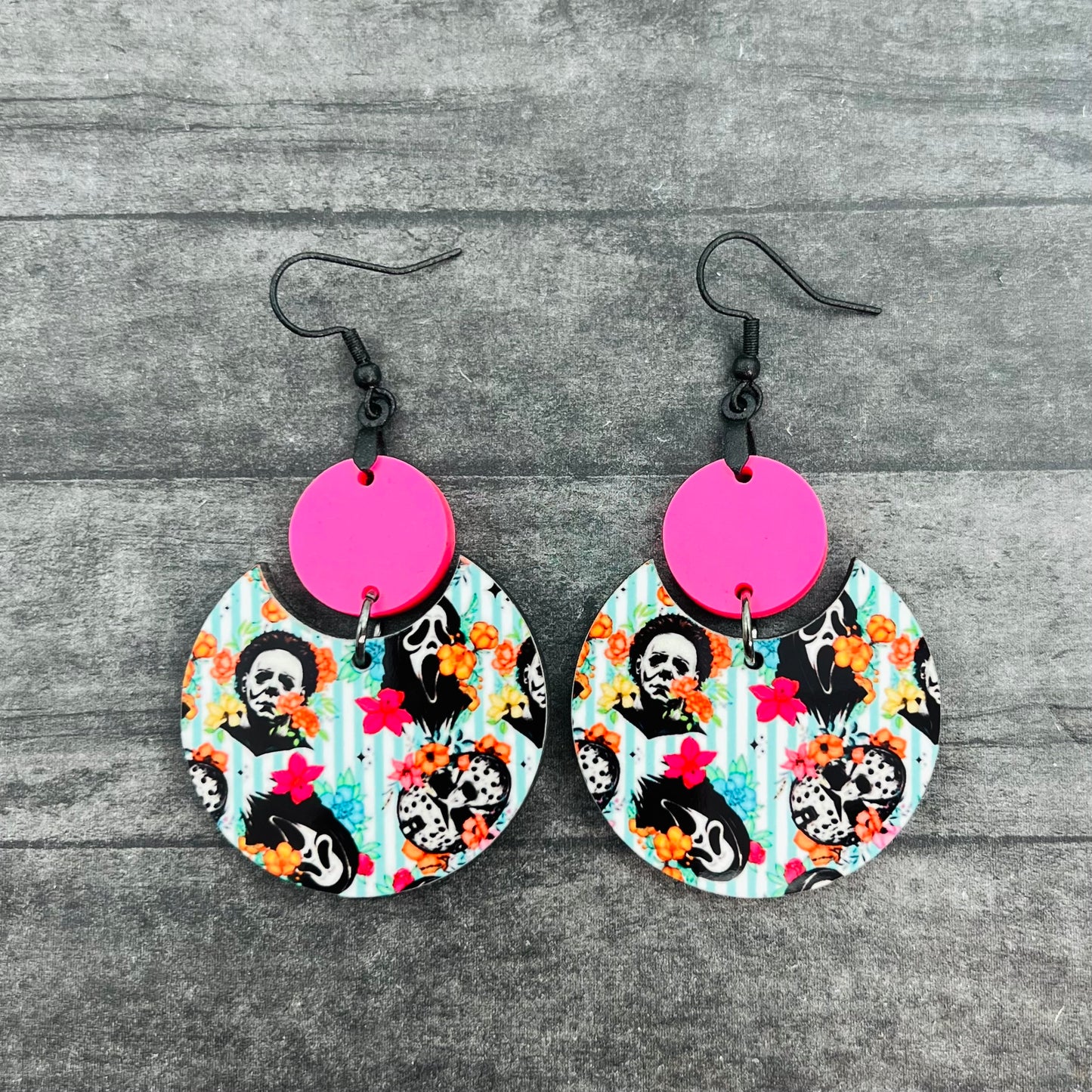 Floral Horror Circle Dangles