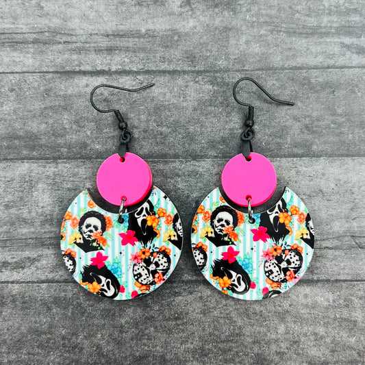 SEP CLEARANCE Floral Horror Circle Dangles