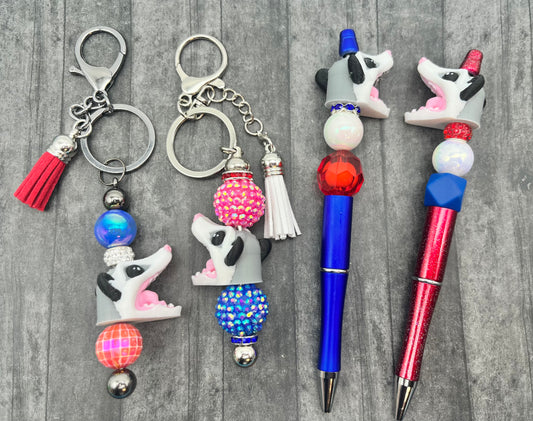 Patriotic Opossum Pens, Keychains