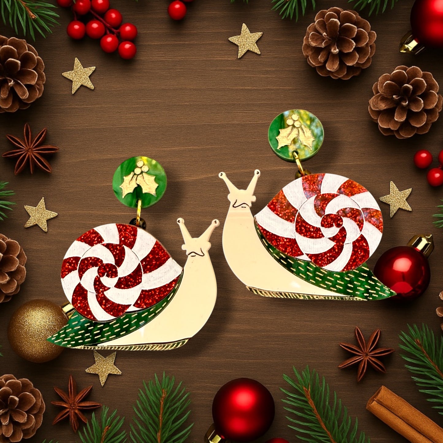 Christmas Snail Dangles