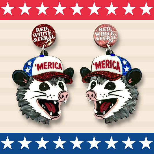 Patriotic Opossum Dangles