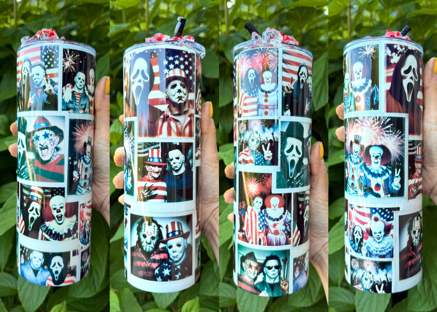 Patriotic Horror Poloroid Tumbler