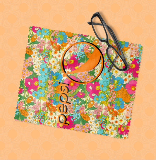 Floral Pepsi Eyeglass Cleaning Cloth