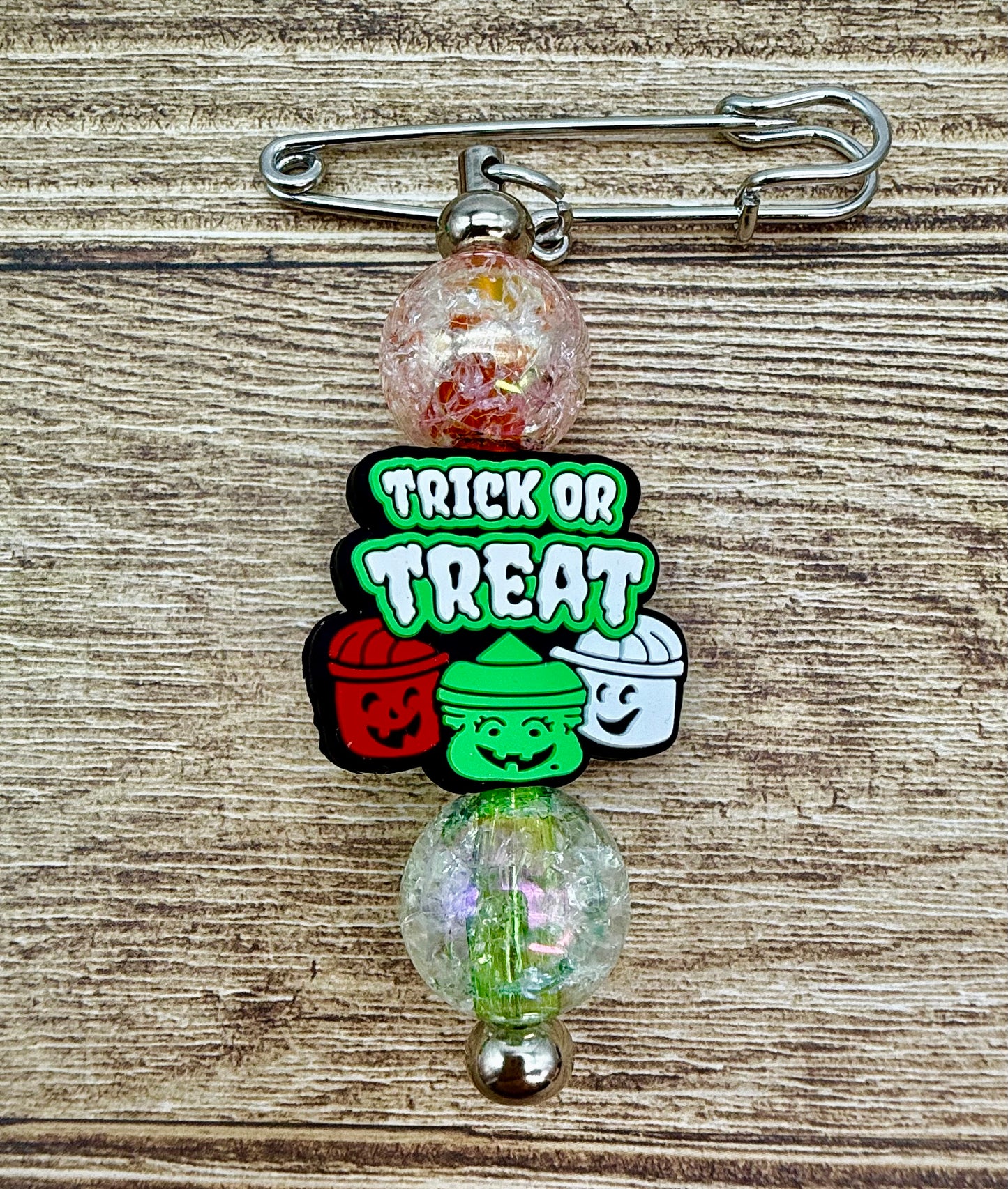 Fall / Halloween Beaded Safety Pin Brooches