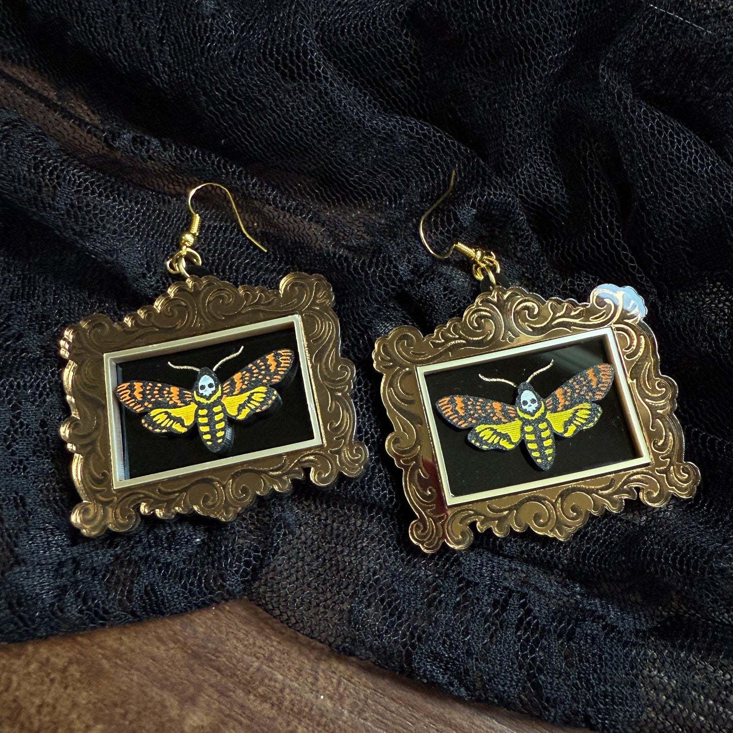 Framed Death Moth Dangles