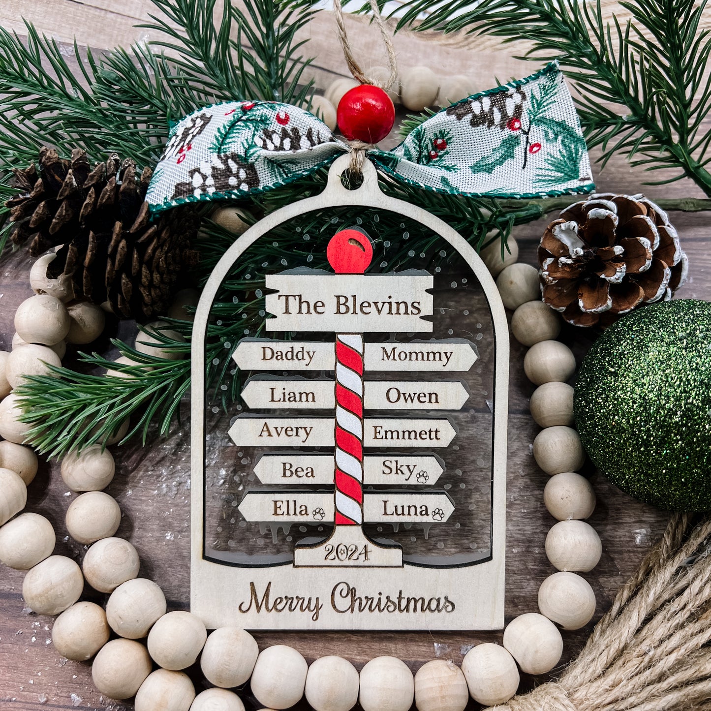 2025 North Pole Personalized Family Christmas Ornament