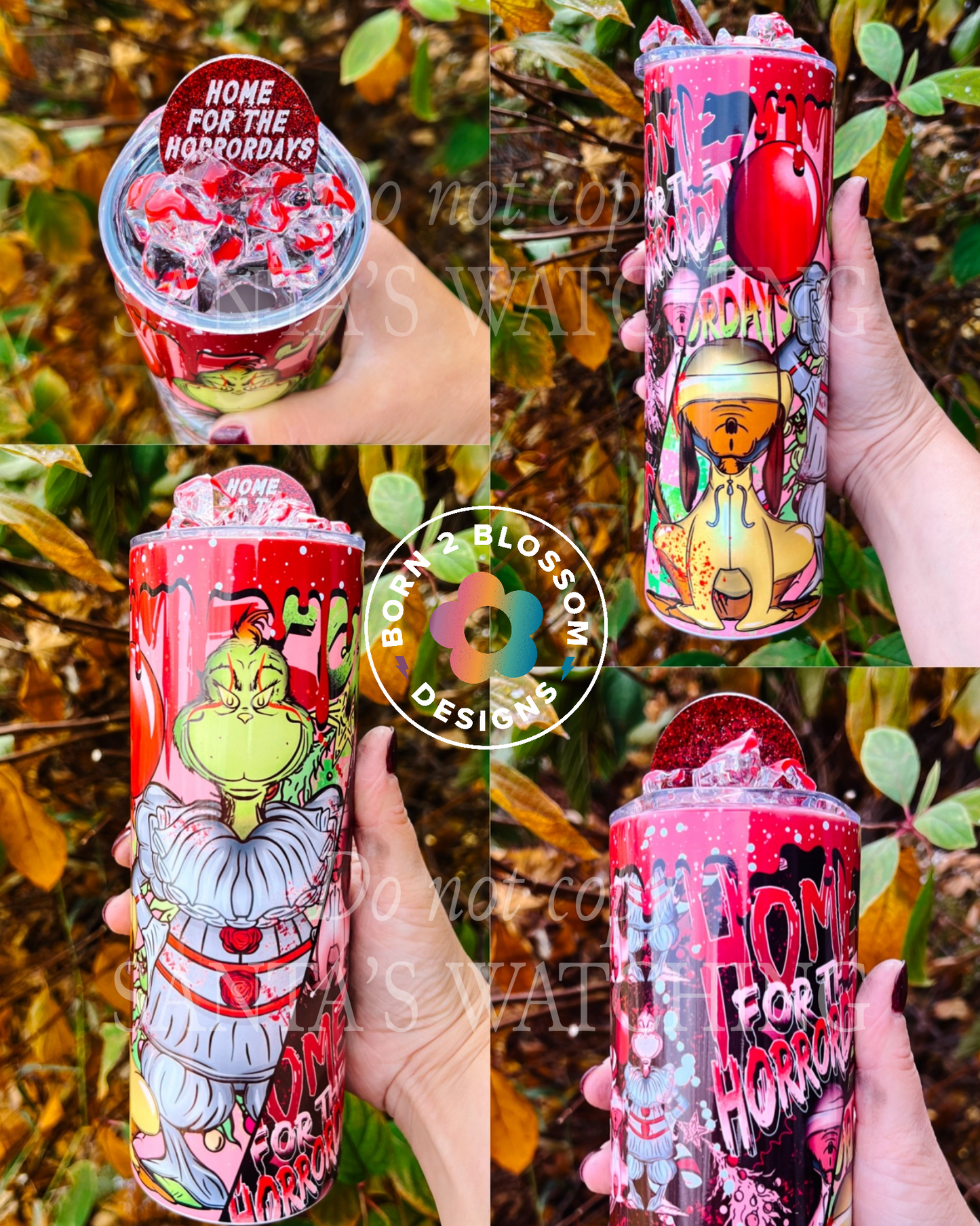 Grinch/Pennywise Mashup Tumbler