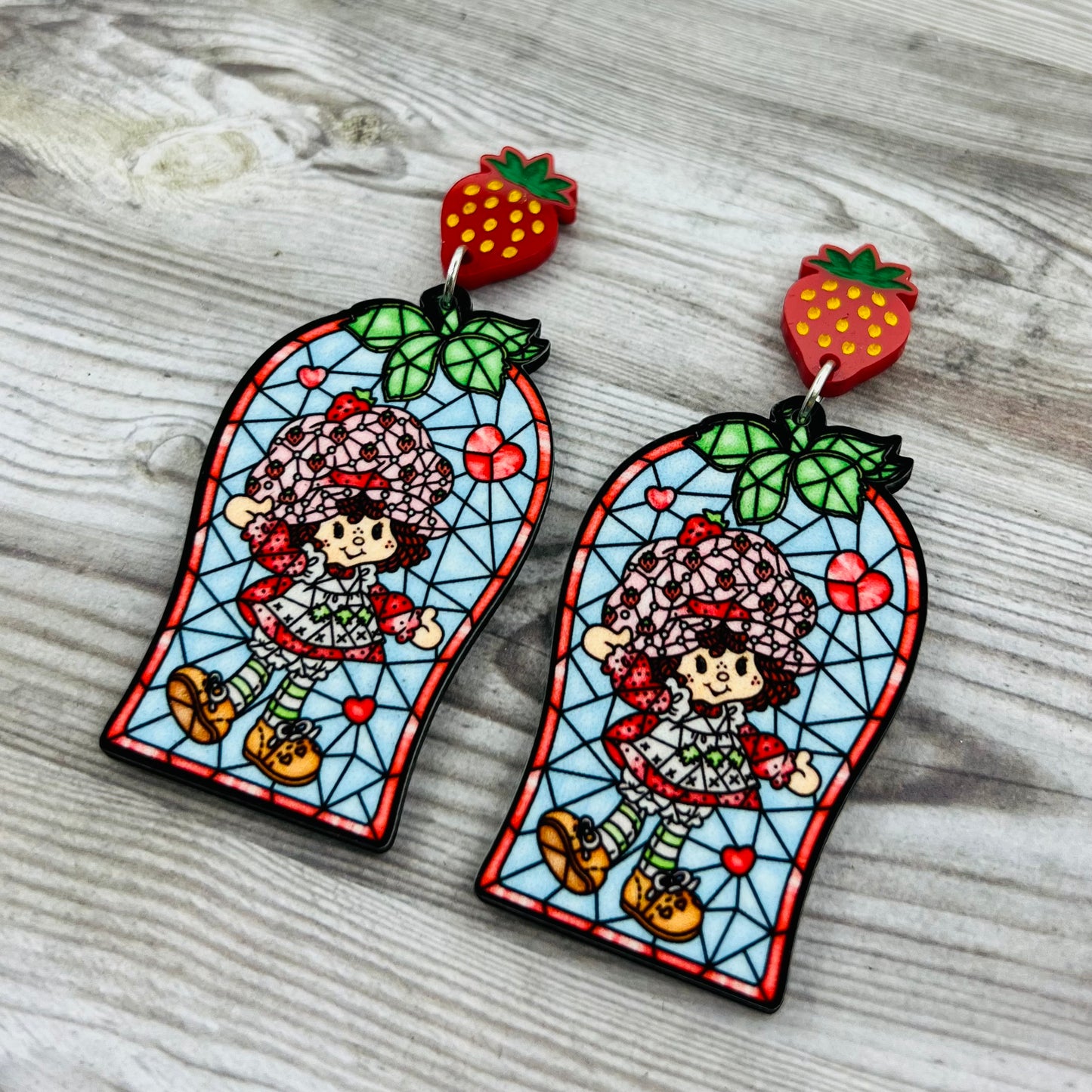 Strawberry Shortcake Stained Glass Dangles