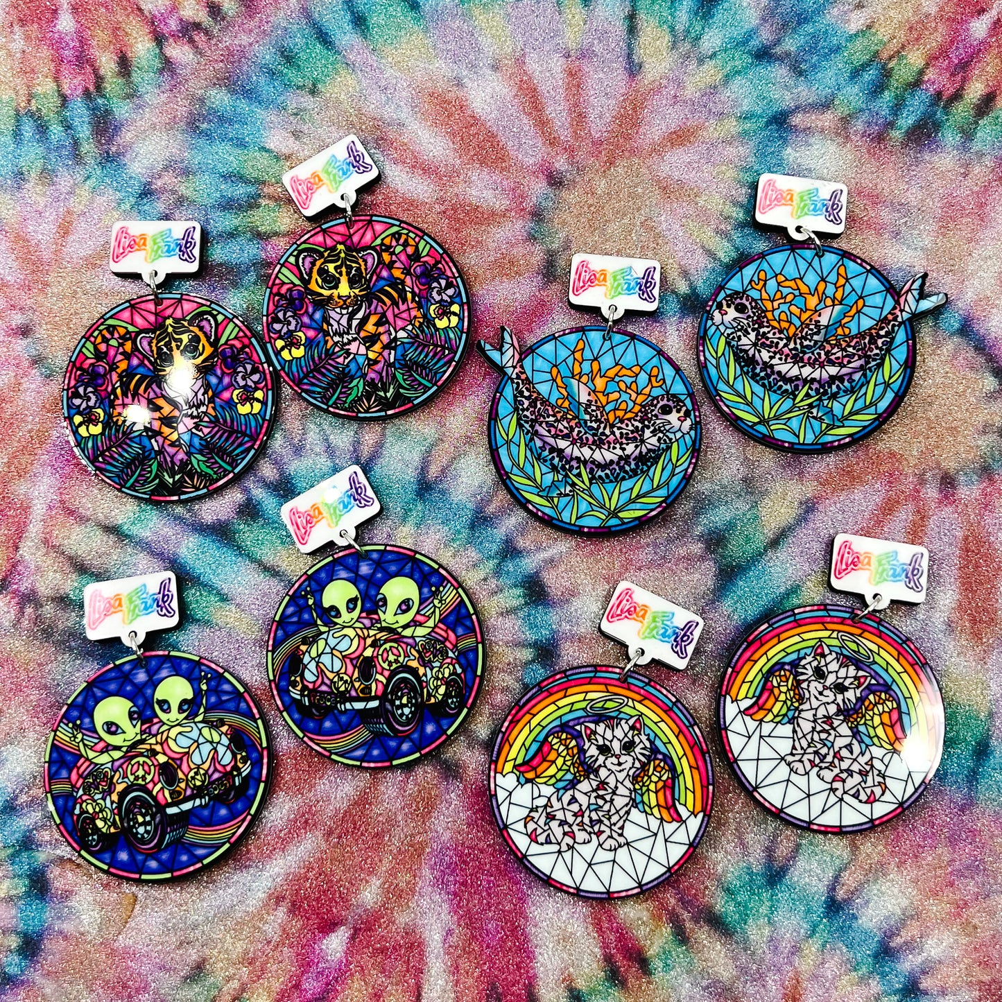 Lisa Frank Stained Glass Dangles (4 Different Designs)