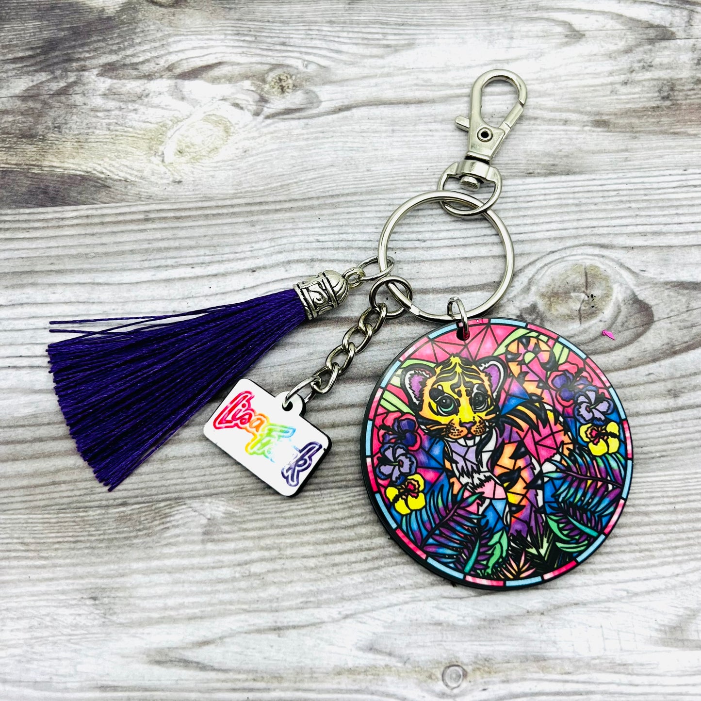 Lisa Frank Stained Glass Keychain (4 Animal Choices)