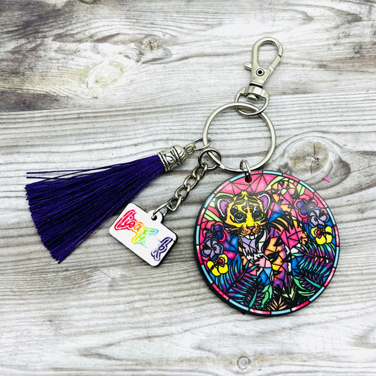 Lisa Frank Stained Glass Keychain (4 Animal Choices)