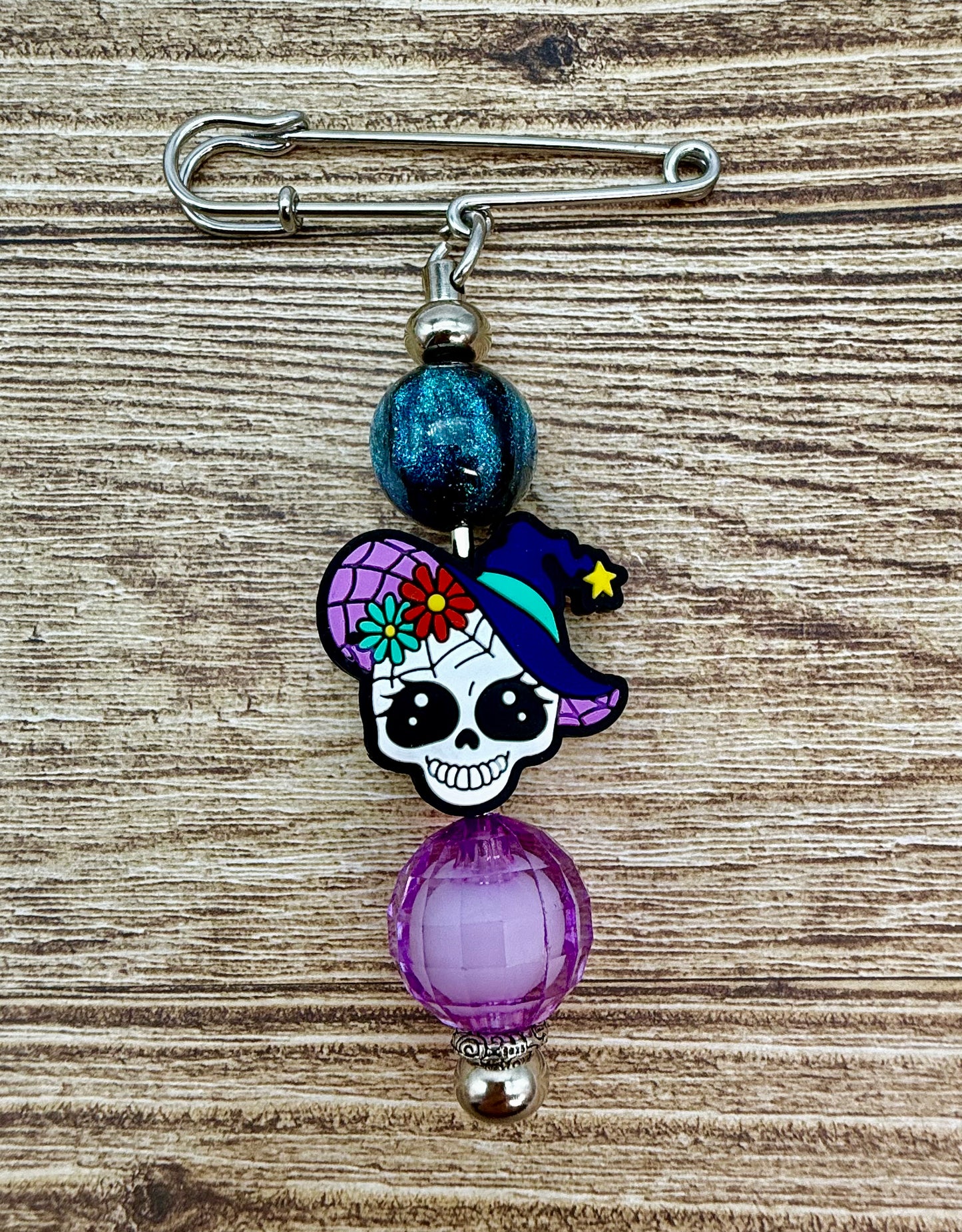 Fall / Halloween Beaded Safety Pin Brooches
