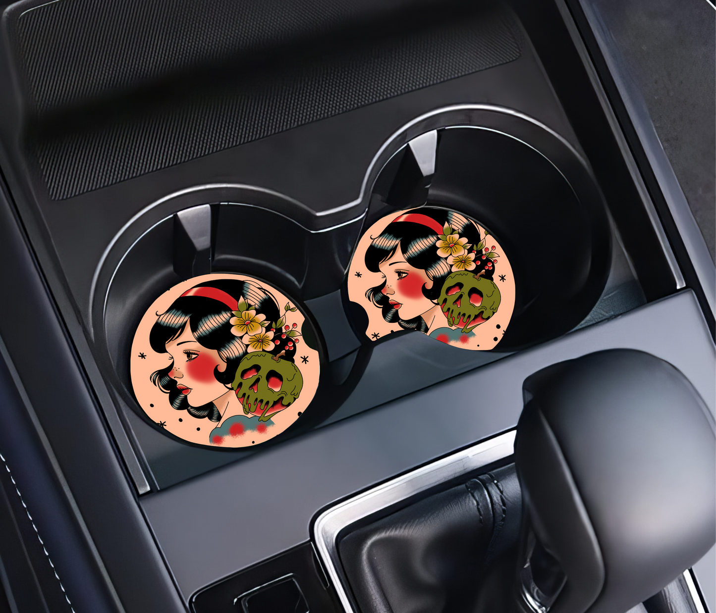 Snow White Tattoo Car Coaster Set