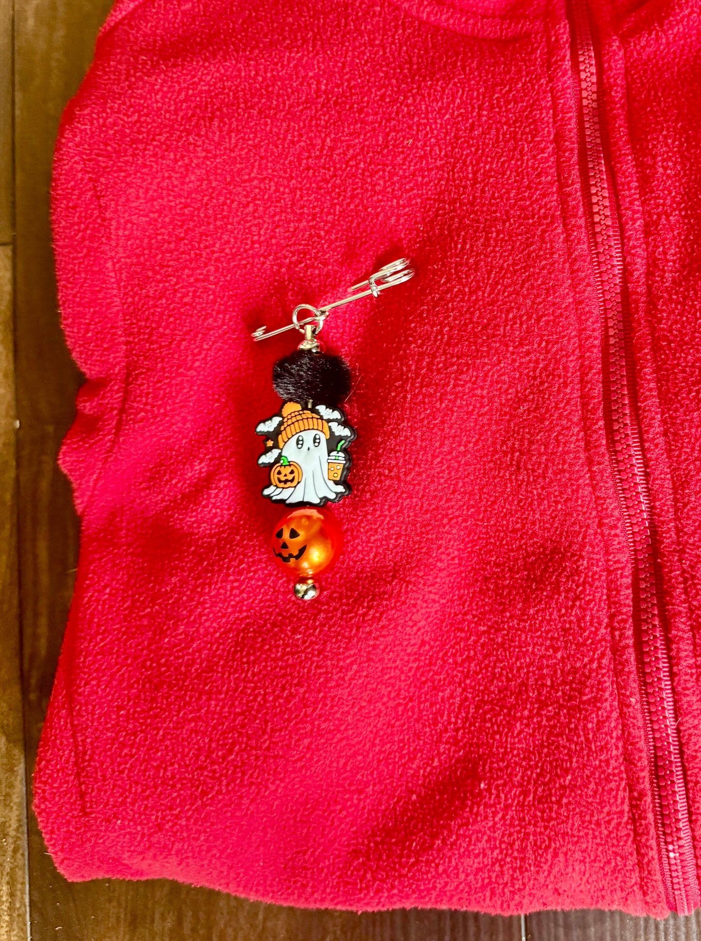 Fall / Halloween Beaded Safety Pin Brooches