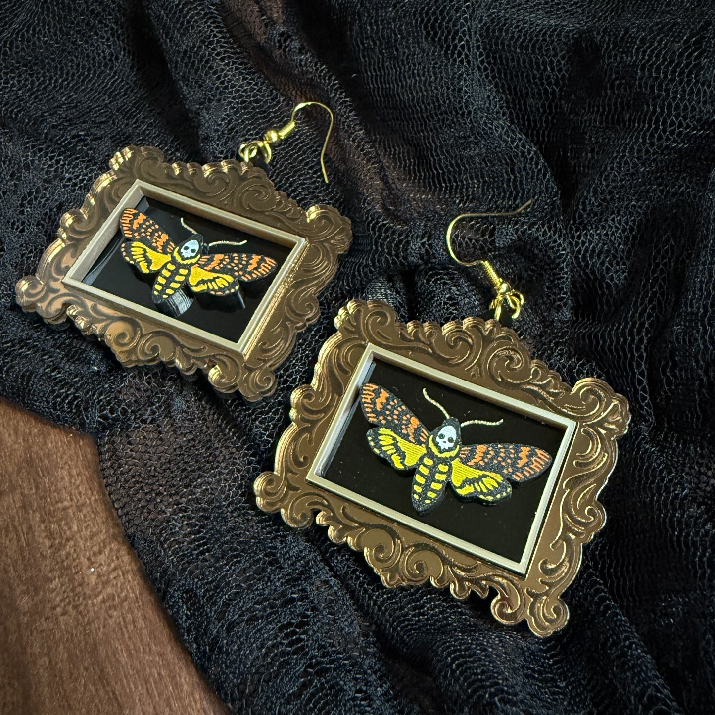 Framed Death Moth Dangles