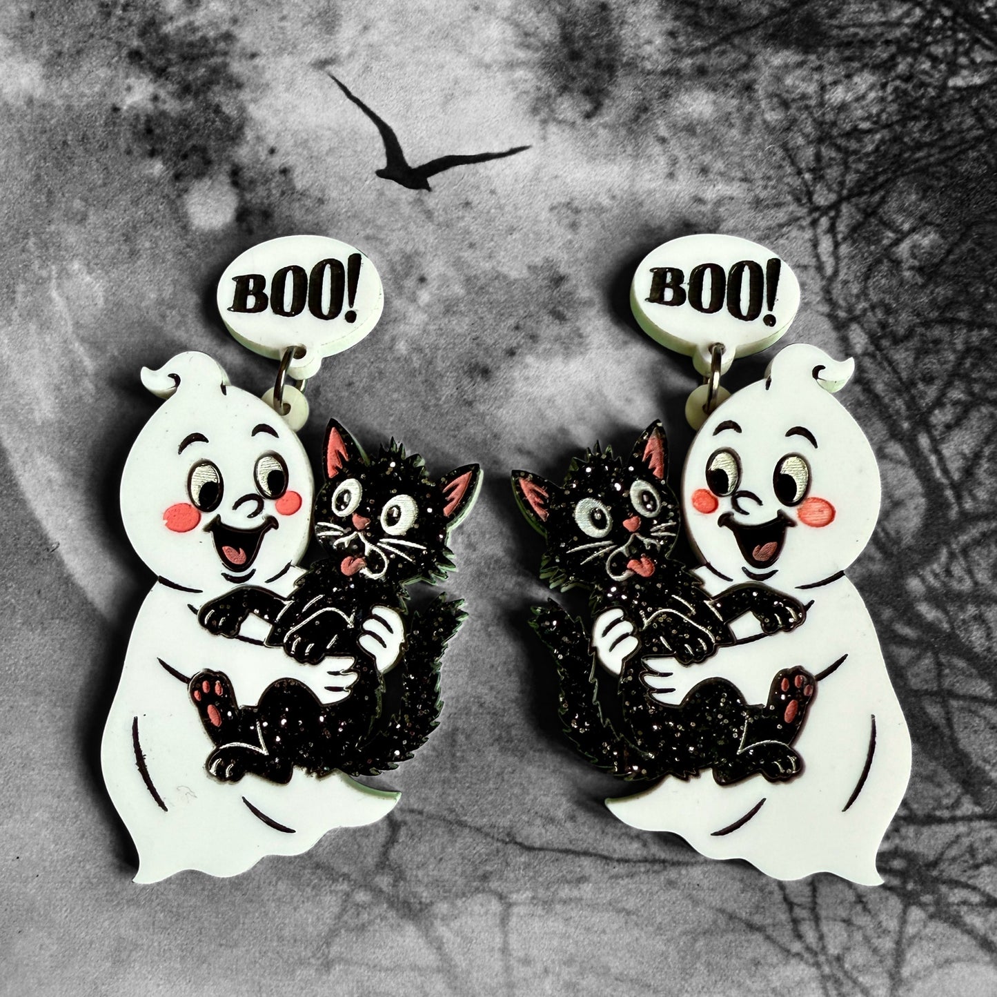 Scaredy Cat Ghost Dangles