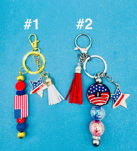 4th of July Beaded Keychains