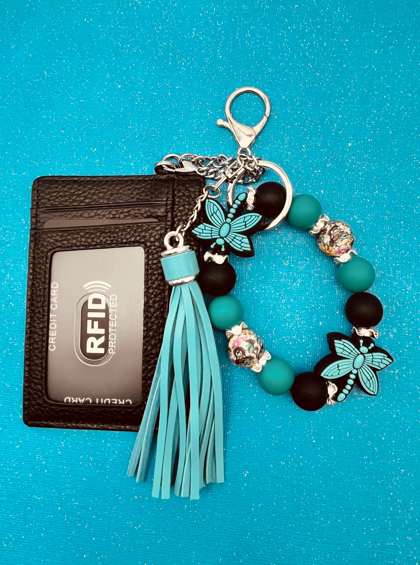 Keychain Wristlet with Wallet Bracelet