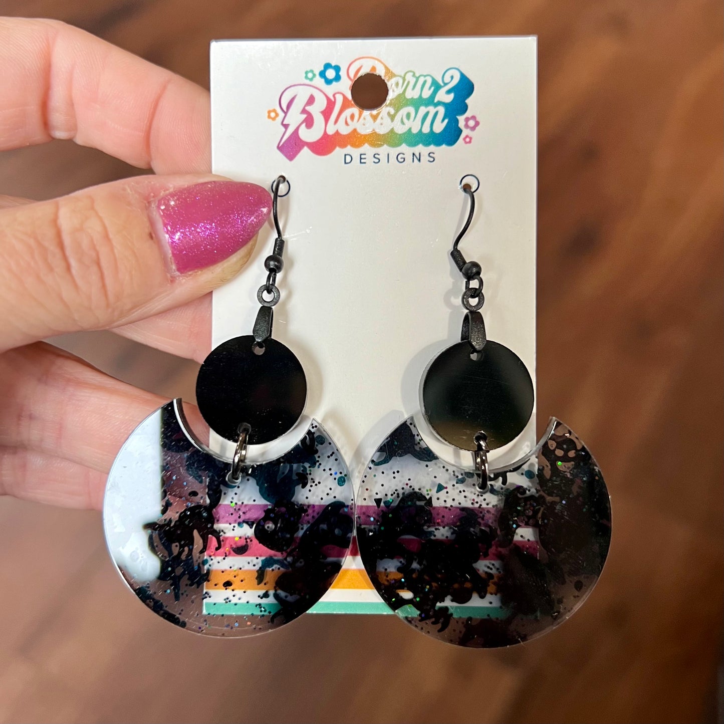NOV CLEARANCE Spooky Black Circle Earrings