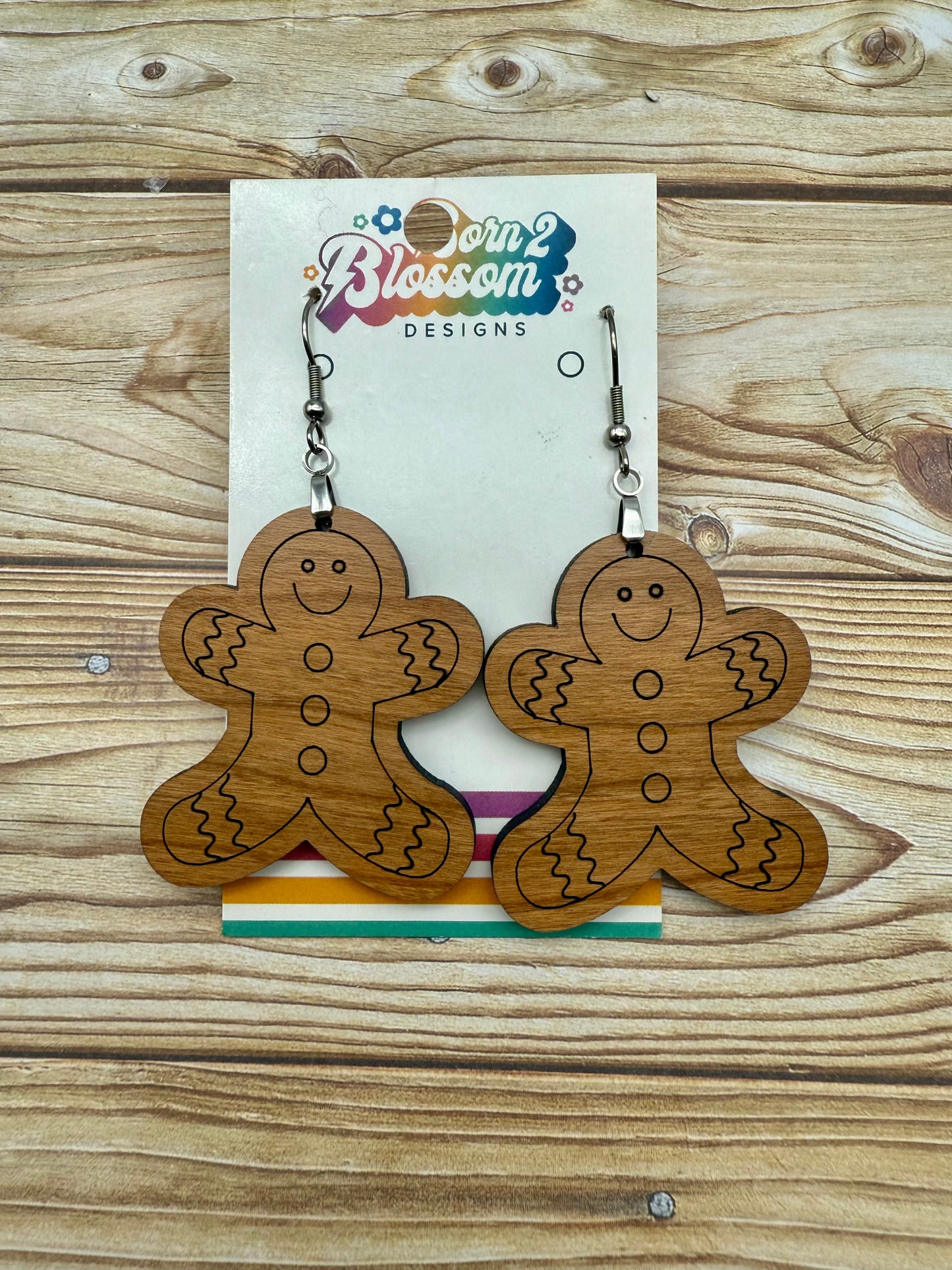 SEP CLEARANCE Gingerbread Boy Wood Earrings
