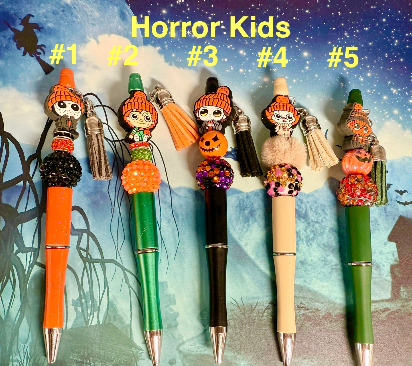 Horror Characters as Fall Kids and Halloween Pumpkin Head Pens New Designs
