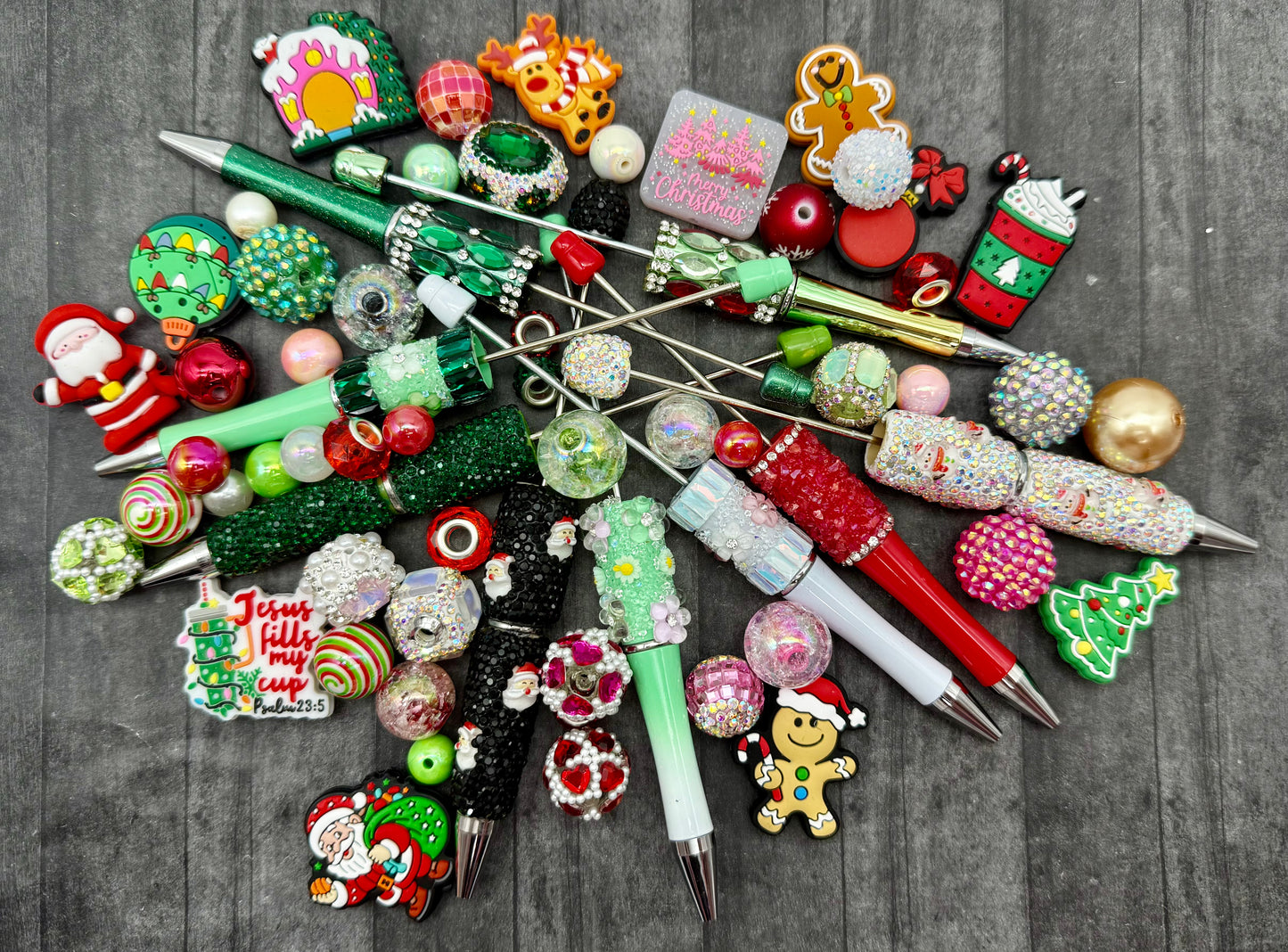 2 Piece Fancy Christmas Pen DIY Beadable Pen Mini Kits