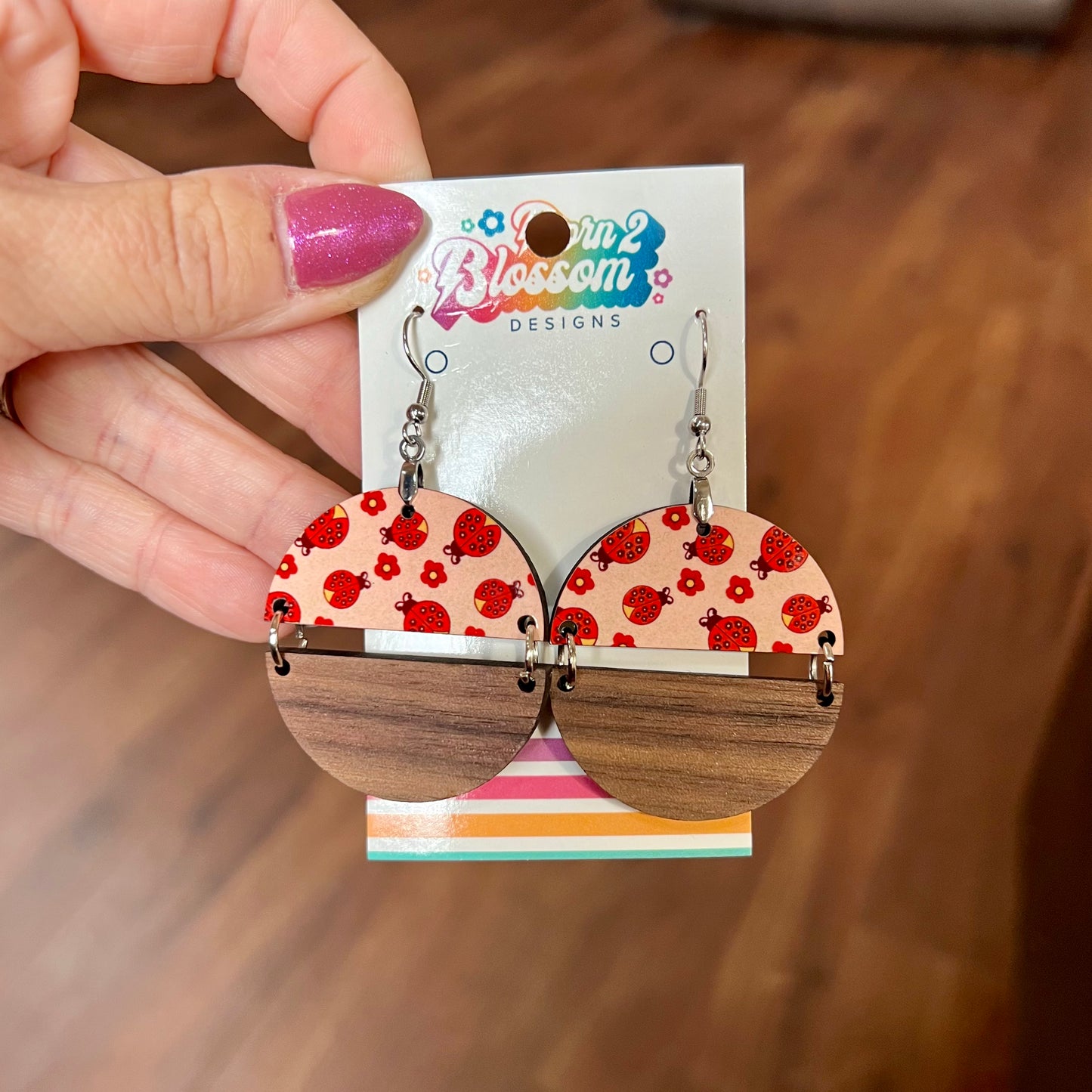 SEP CLEARANCE Ladybug Circle Earrings