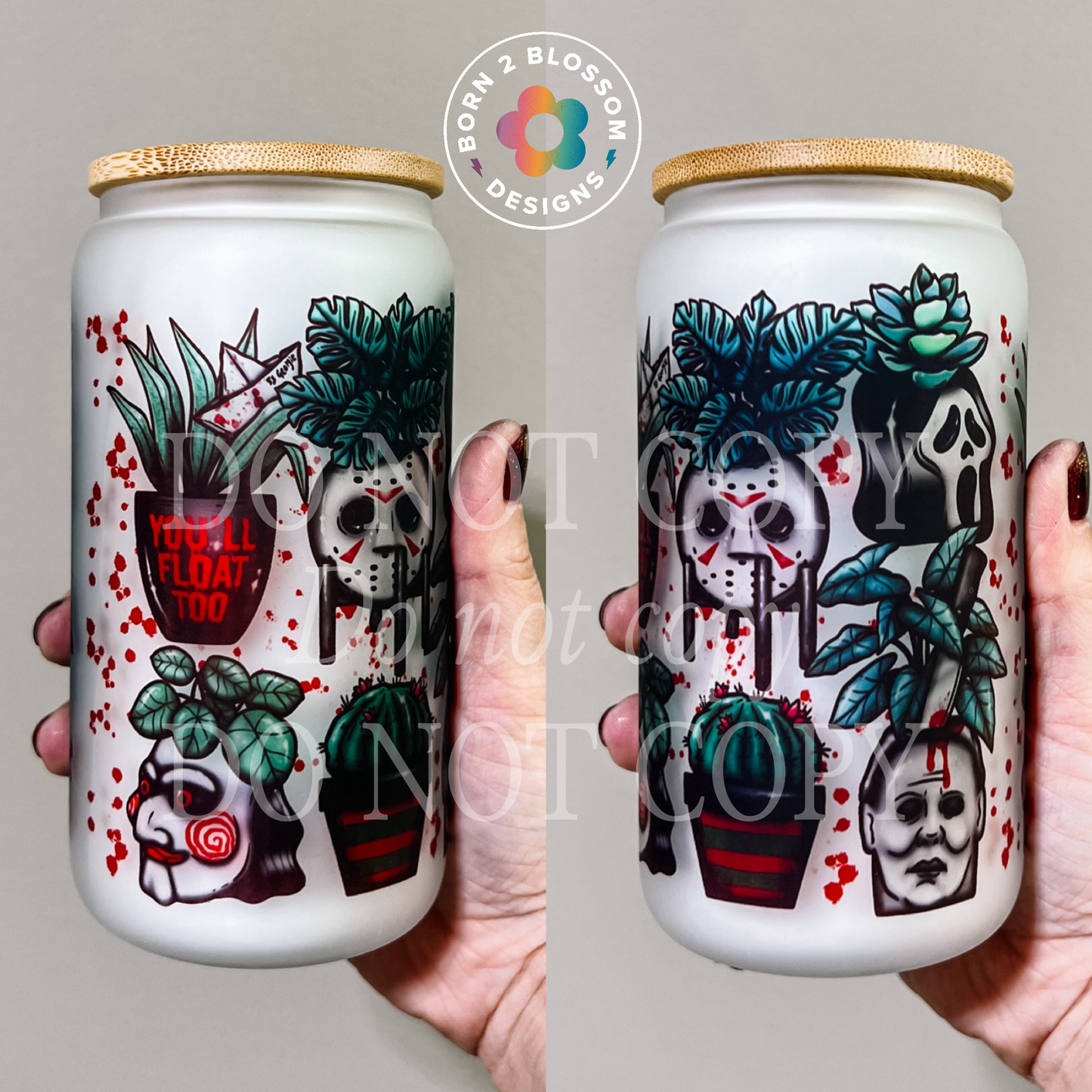 AUG CLEARANCE Horror Plant Glass Can Tumbler