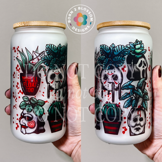 AUG CLEARANCE Horror Plant Glass Can Tumbler
