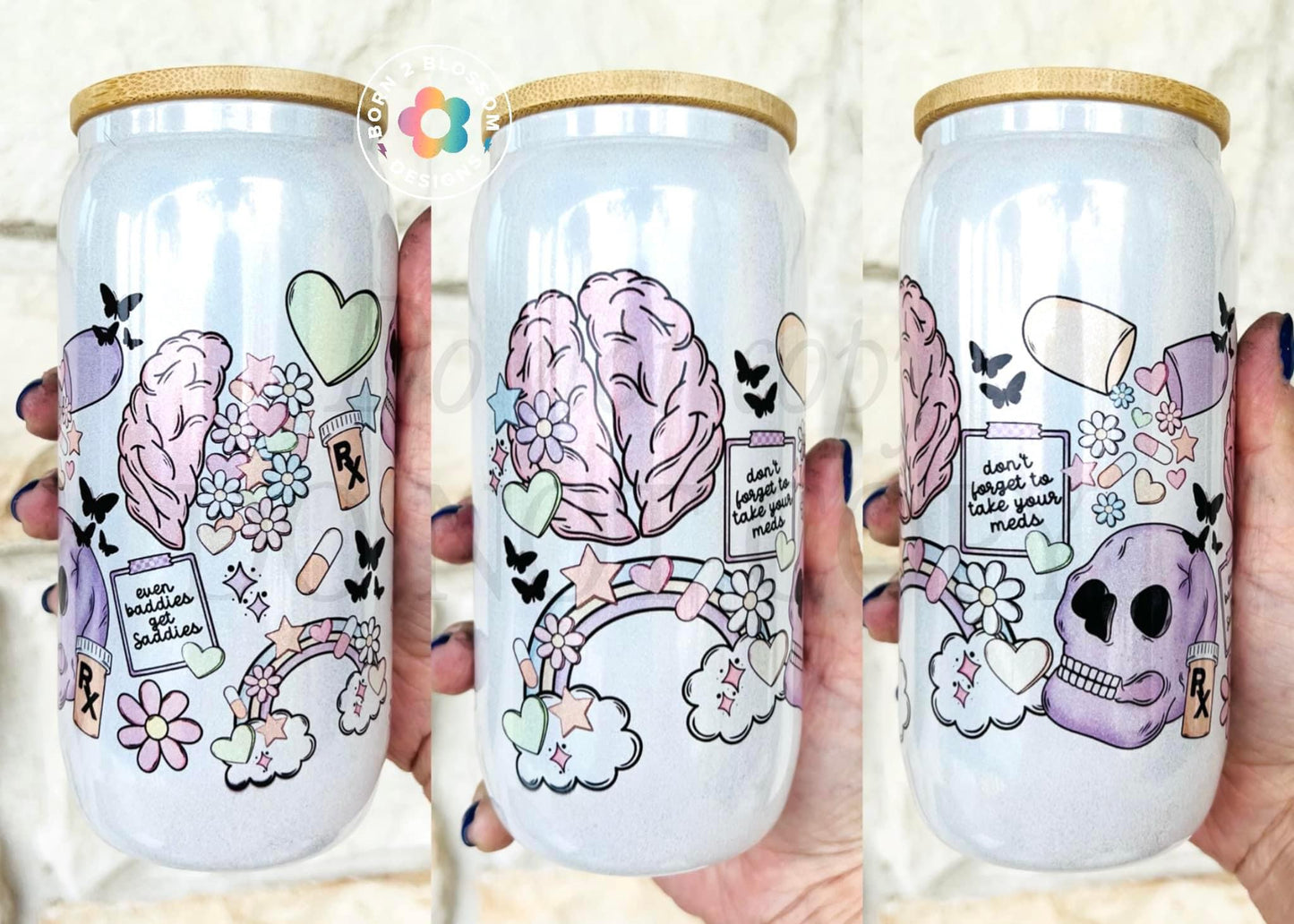 AUG CLEARANCE Baddies get Saddies Glass Can Tumbler