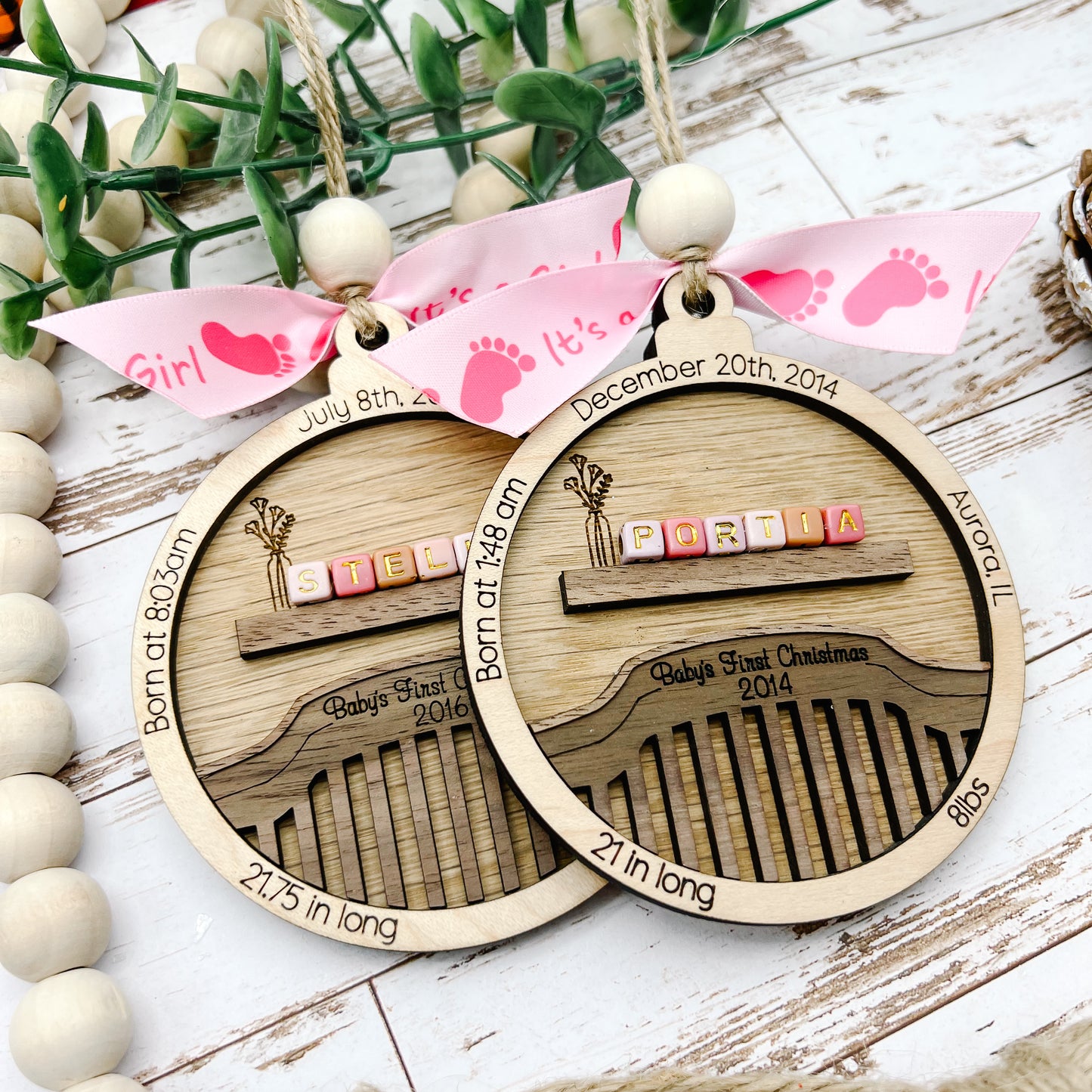 Baby First Christmas Personalized Birth Stat Ornament