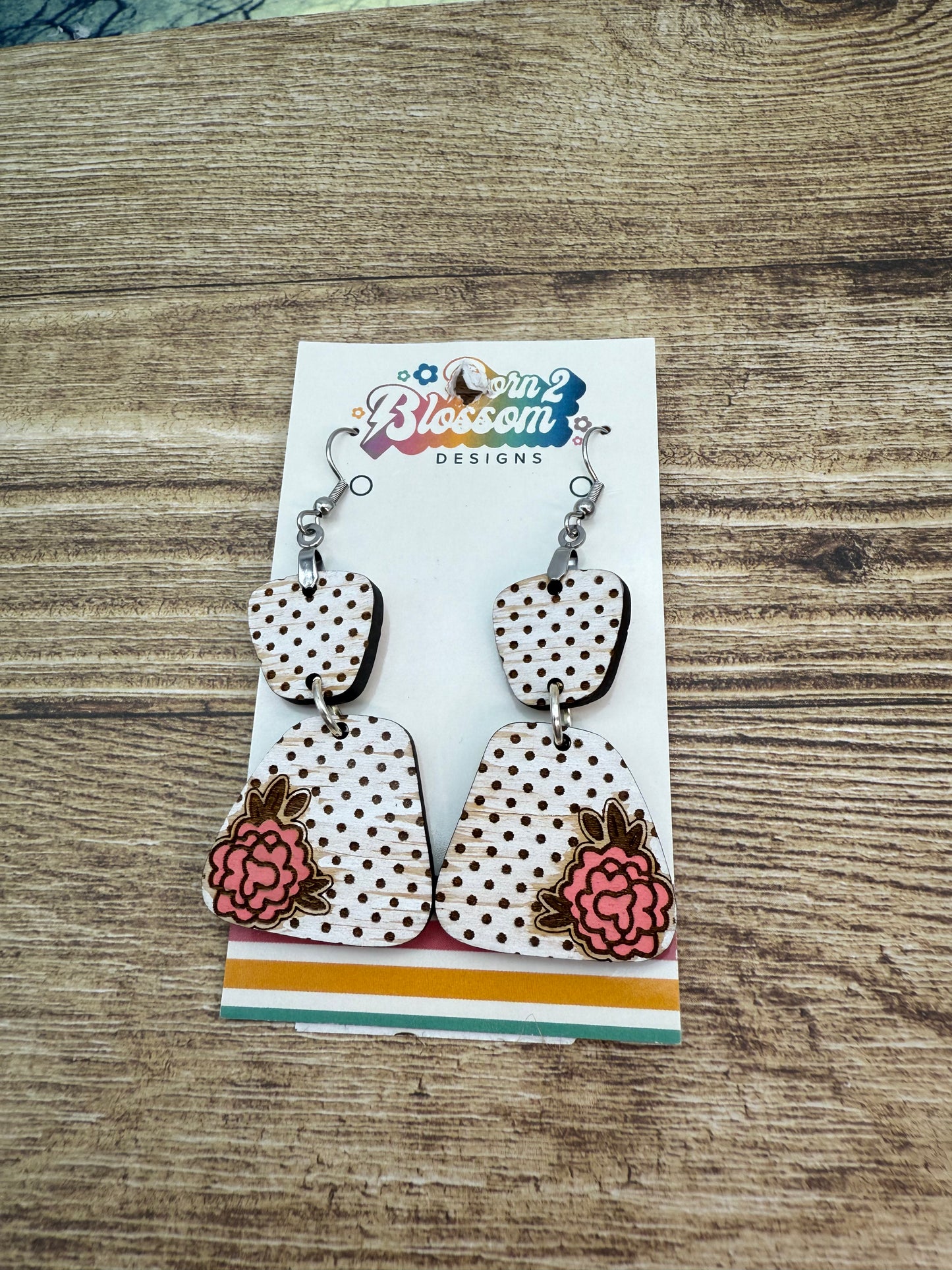 SEP CLEARANCE Polka Dot Floral Dangles